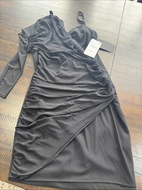 Zara Dresses & Skirts - NWT Zara Black Ruched One-Shoulder Body Con Women’s Dress size XS
